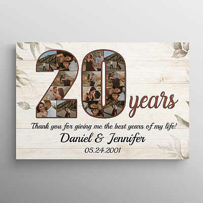 Personalized Photo 20 Years Anniversary - 20th Wedding Anniversary Custom Photo Framed Canvas - Unframed Poster
