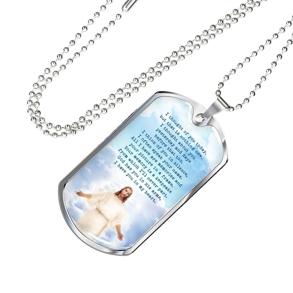 Christian Necklace God Has You in His Arms I Have You in My Heart Dog Tag Pendant Necklace