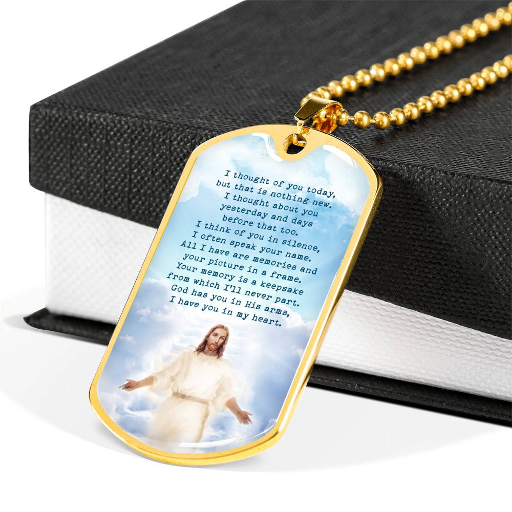 Christian Necklace God Has You in His Arms I Have You in My Heart Dog Tag Pendant Necklace