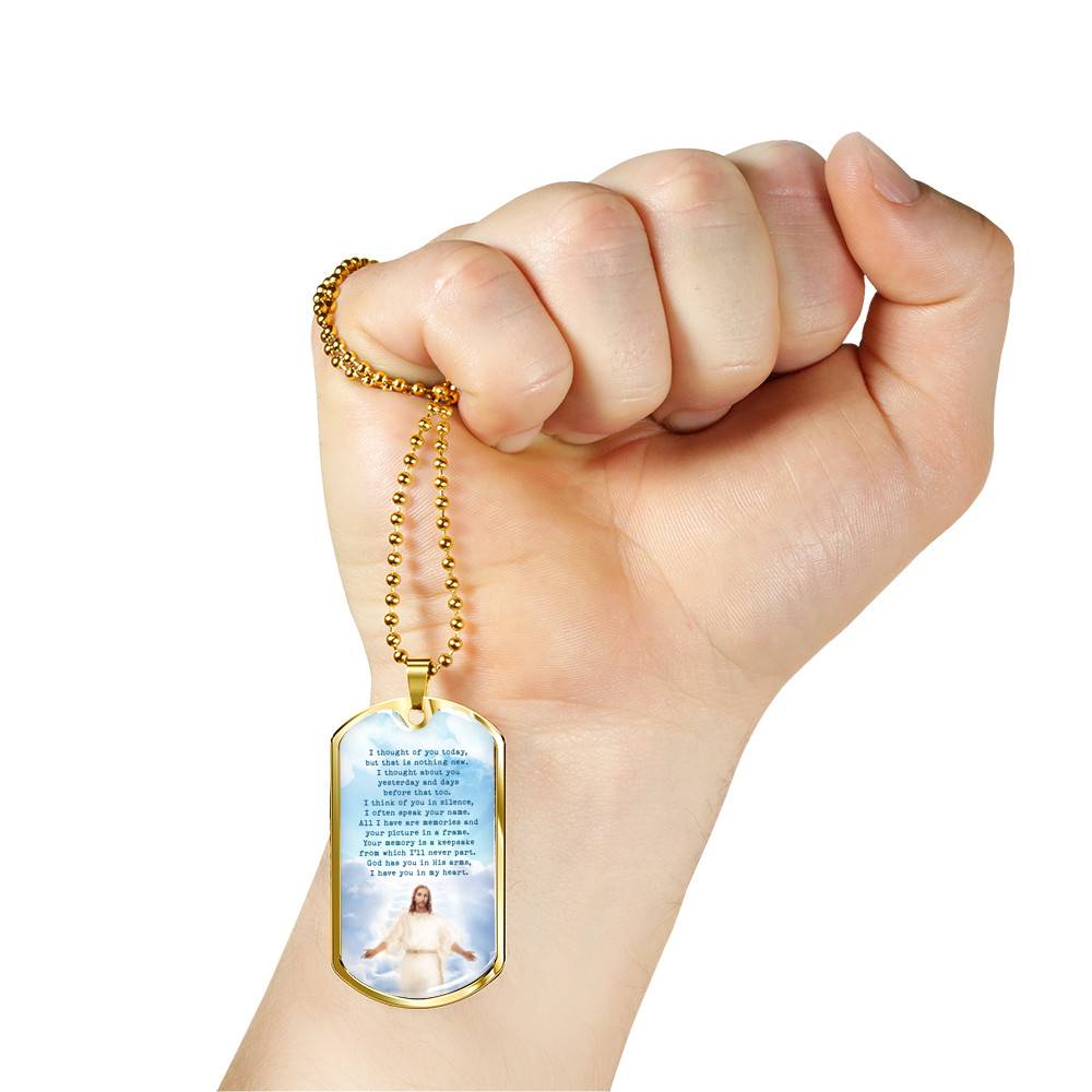 Christian Necklace God Has You in His Arms I Have You in My Heart Dog Tag Pendant Necklace