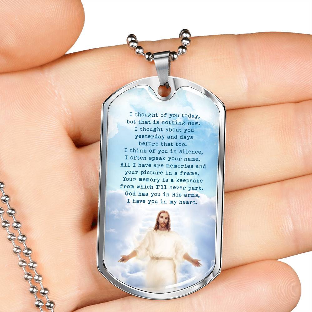 Christian Necklace God Has You in His Arms I Have You in My Heart Dog Tag Pendant Necklace