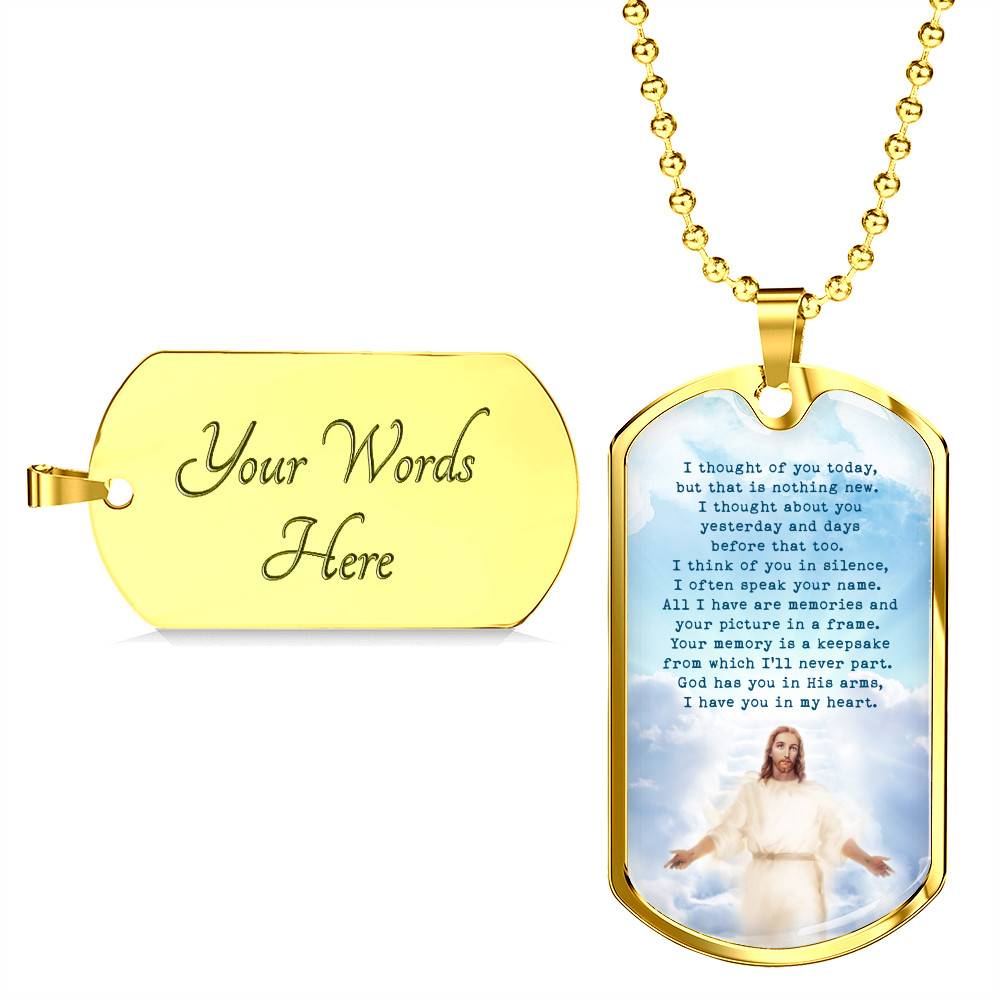 Christian Necklace God Has You in His Arms I Have You in My Heart Dog Tag Pendant Necklace