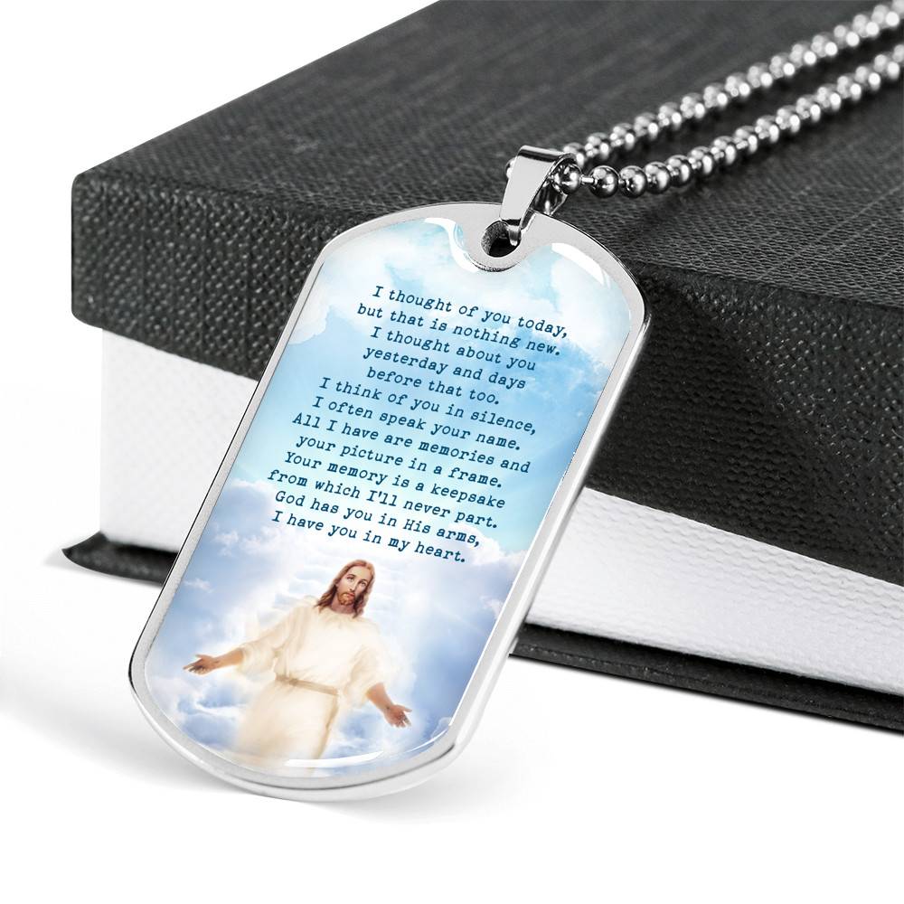 Christian Necklace God Has You in His Arms I Have You in My Heart Dog Tag Pendant Necklace