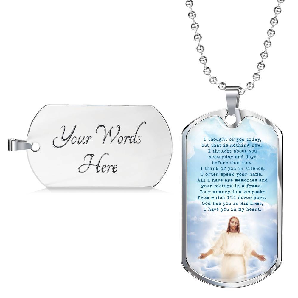 Christian Necklace God Has You in His Arms I Have You in My Heart Dog Tag Pendant Necklace