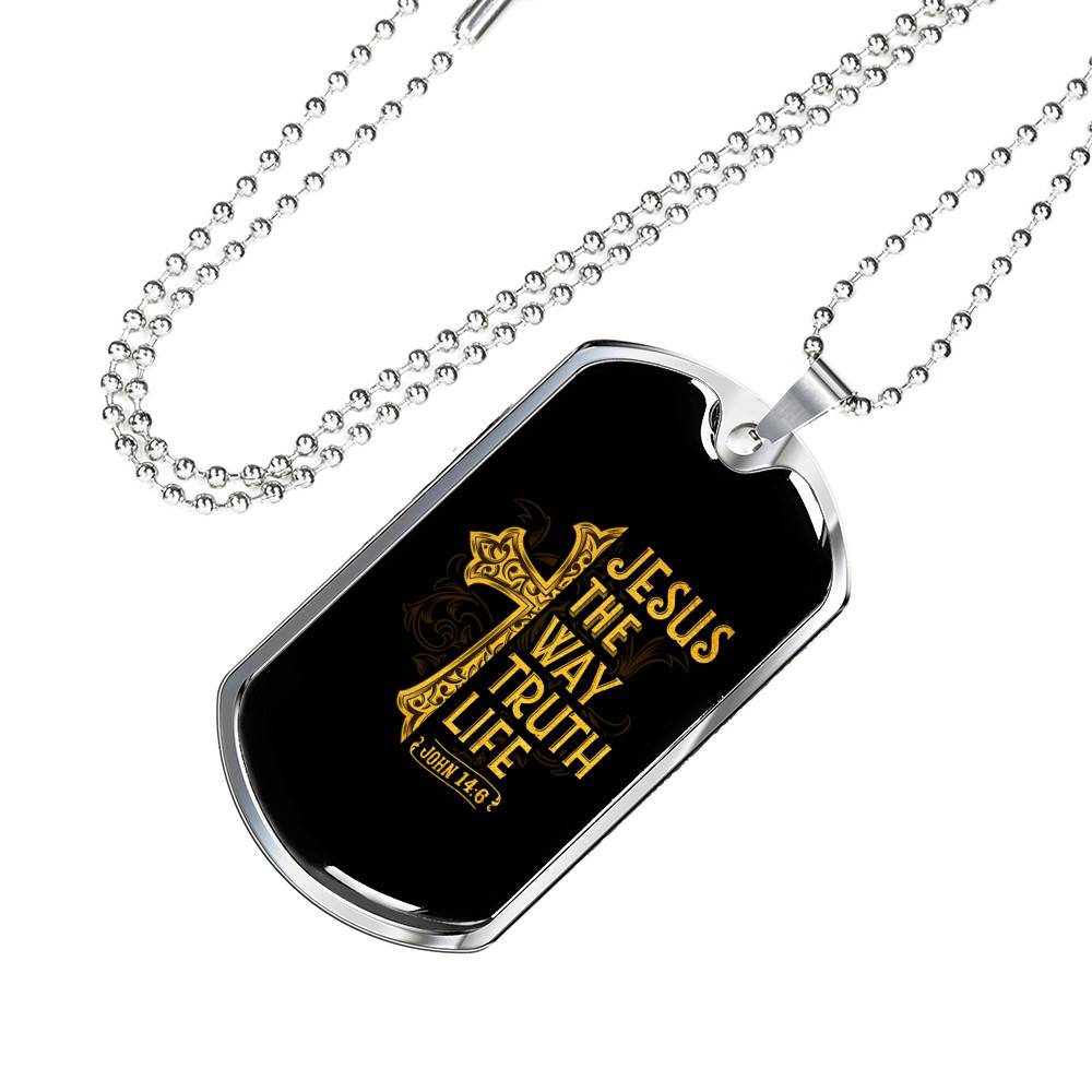 Jesus The Way The Truth The Life John 14:6 Dogtag Pendant Necklace