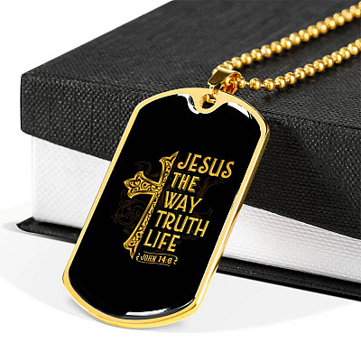 Jesus The Way The Truth The Life John 14:6 Dogtag Pendant Necklace