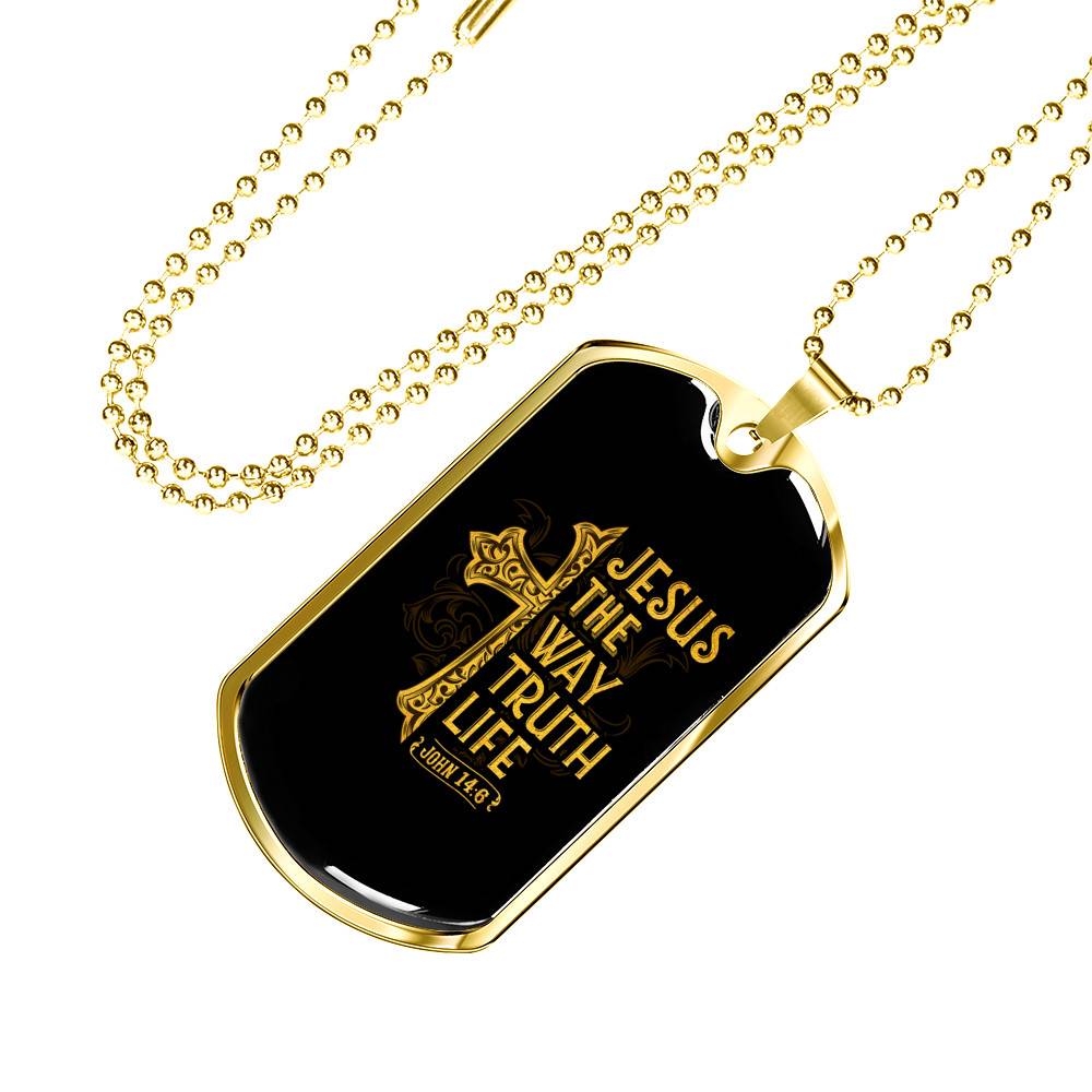 Jesus The Way The Truth The Life John 14:6 Dogtag Pendant Necklace