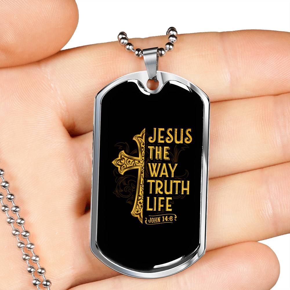 Jesus The Way The Truth The Life John 14:6 Dogtag Pendant Necklace