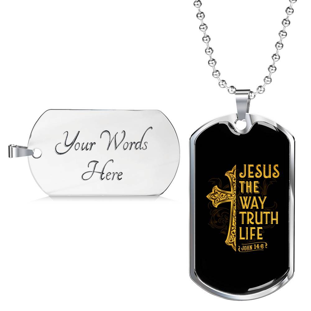 Jesus The Way The Truth The Life John 14:6 Dogtag Pendant Necklace