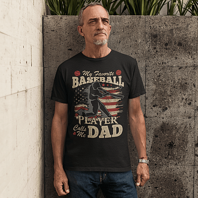 Alternative view of My Favorite Baseball Player Calls Me Dad T-Shirt