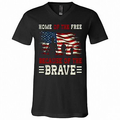 home of free, Black, V-Neck T-Shirt