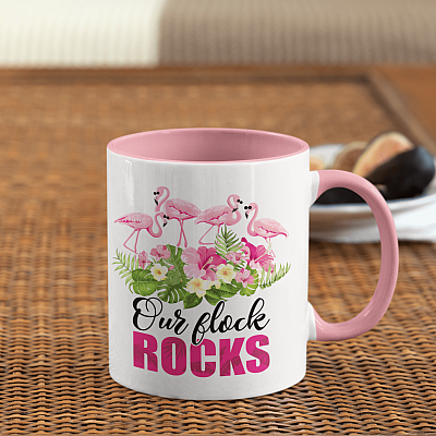 Our Flock Rocks Flamingo Accent Coffee Mug