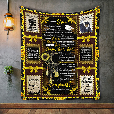 Class Of 2022 Senior Graduation Blanket For Son - Even A Global Pandemic Cannot Stop Me Grad Throw Blanket