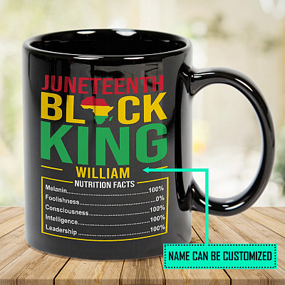 Alternative view of Personalized Juneteenth Black King Nutritional Facts Ceramic Coffee Mug