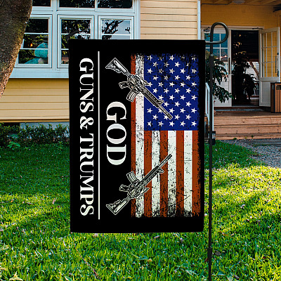 God Guns Trump Outdoor Garden Flag - House Flag - American Patriot Flag - Support Trump Gift