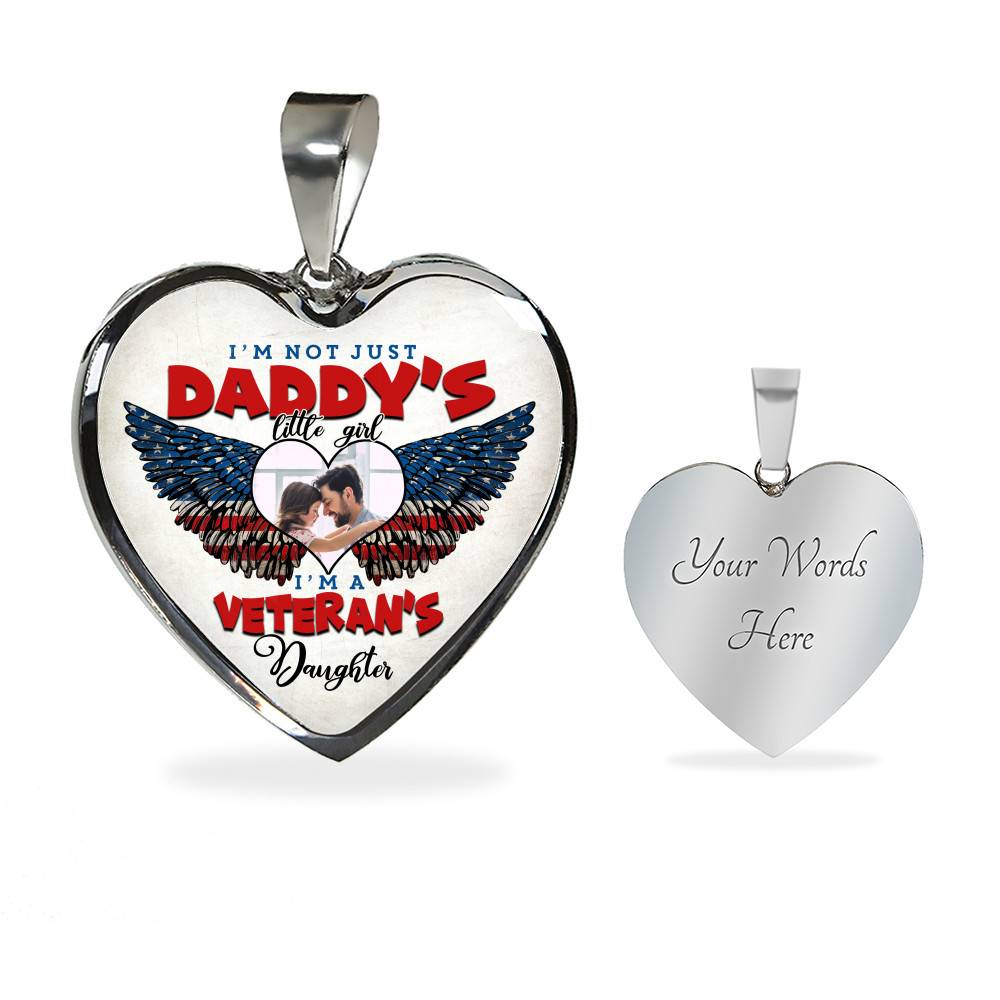Personalized Photo I'm Not Just Daddy Little's Girl I'm A Veteran's Daughter Heart Pendant Necklace - Bangle