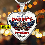 Personalized Photo I'm Not Just Daddy Little's Girl I'm A Veteran's Daughter Heart Pendant Necklace - Bangle