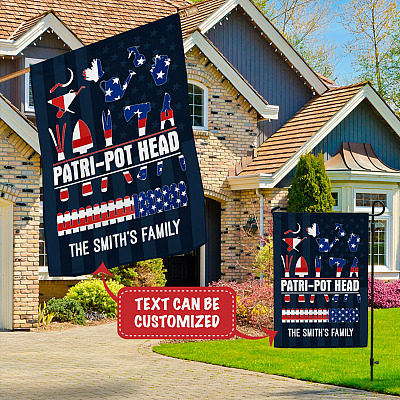 Alternative view of Personalized Patri-Pot Head Plant Lover Gardener Farming Tool Patriotic American 4th July Garden House Flag