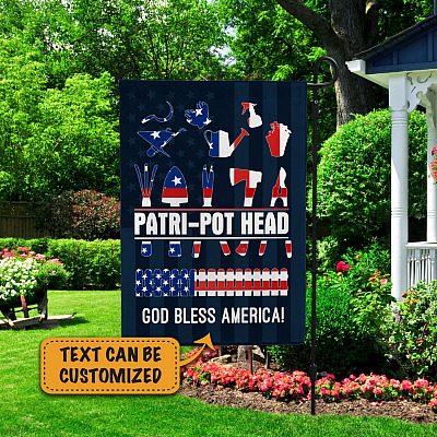 Personalized Patri-Pot Head Plant Lover Gardener Farming Tool Patriotic American 4th July Garden House Flag