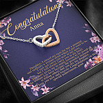 Personalized Congratulations To My Daughter Interlocking Hearts Pendant Necklace - Congrats Daughter Necklace