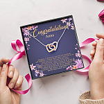 Personalized Congratulations To My Daughter Interlocking Hearts Pendant Necklace - Congrats Daughter Necklace