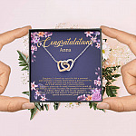 Personalized Congratulations To My Daughter Interlocking Hearts Pendant Necklace - Congrats Daughter Necklace