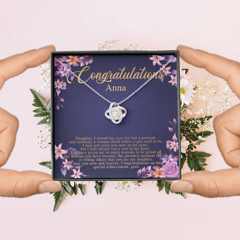 Personalized Congratulations To My Daughter Love Knot Pendant Necklace - Congrats Daughter Necklace Personalized Congratulations To My Daughter Love Knot Pendant Necklace - Congrats Daughter Necklace