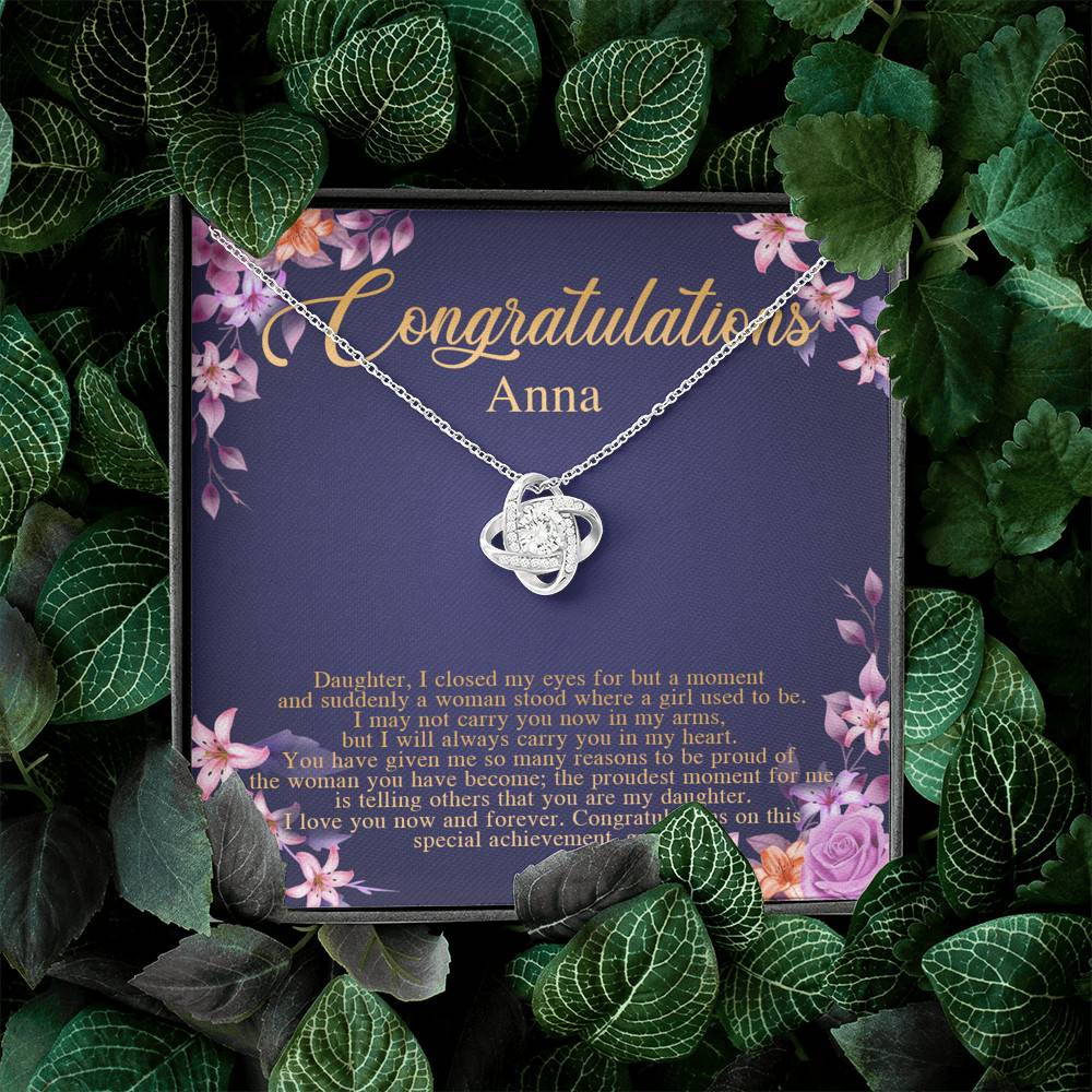 Personalized Congratulations To My Daughter Love Knot Pendant Necklace - Congrats Daughter Necklace Personalized Congratulations To My Daughter Love Knot Pendant Necklace - Congrats Daughter Necklace