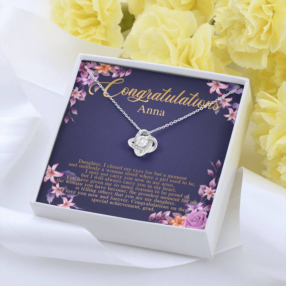 Personalized Congratulations To My Daughter Love Knot Pendant Necklace - Congrats Daughter Necklace Personalized Congratulations To My Daughter Love Knot Pendant Necklace - Congrats Daughter Necklace