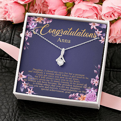 Personalized Congratulations To My Daughter Alluring Beauty Pendant Necklace - Congrats Daughter Necklace