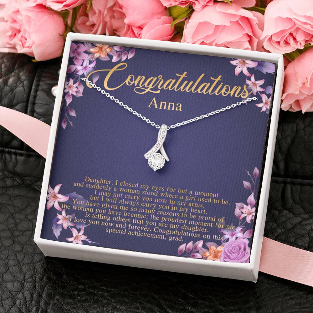 Personalized Congratulations To My Daughter Alluring Beauty Pendant Necklace - Congrats Daughter Necklace