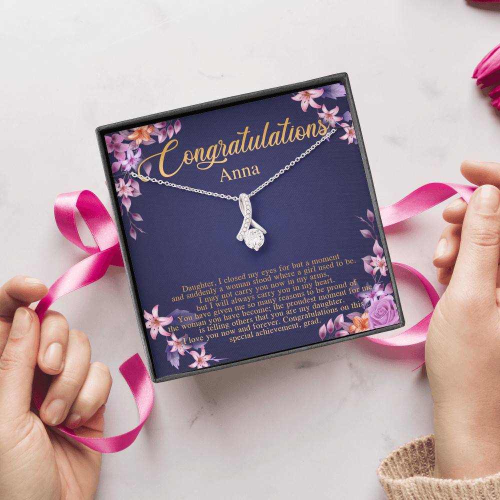 Personalized Congratulations To My Daughter Alluring Beauty Pendant Necklace - Congrats Daughter Necklace