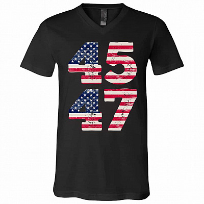 45 t, Black, V-Neck T-Shirt