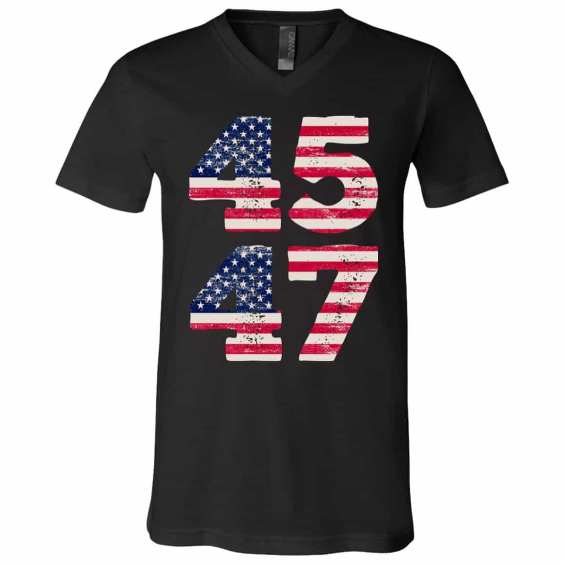 45 t, Black, V-Neck T-Shirt