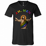 Ah Men Gay t, Black, V-Neck T-Shirt