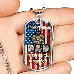 Personalized Photo To My Veteran Dad Husband Daddy Hero 4th of July Father's Day Meme Saying Dog Tag Necklace