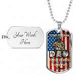 Personalized Photo To My Veteran Dad Husband Daddy Hero 4th of July Father's Day Meme Saying Dog Tag Necklace