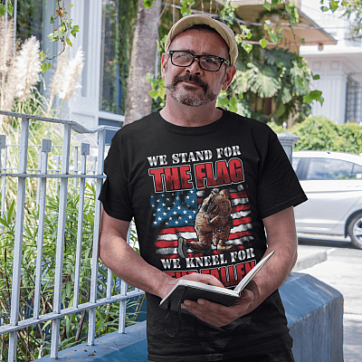 Alternative view of We Stand For The Flag We Kneel For The Fallen Memorial Veteran T-Shirt - Vintage Veteran Gift Shirt