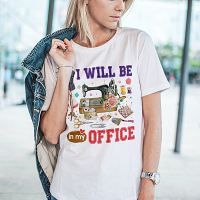 Alternative view of Gift Ideas for Sewing Lovers I'll Be in My Office Sewing Room T-Shirt - V-Neck Tee