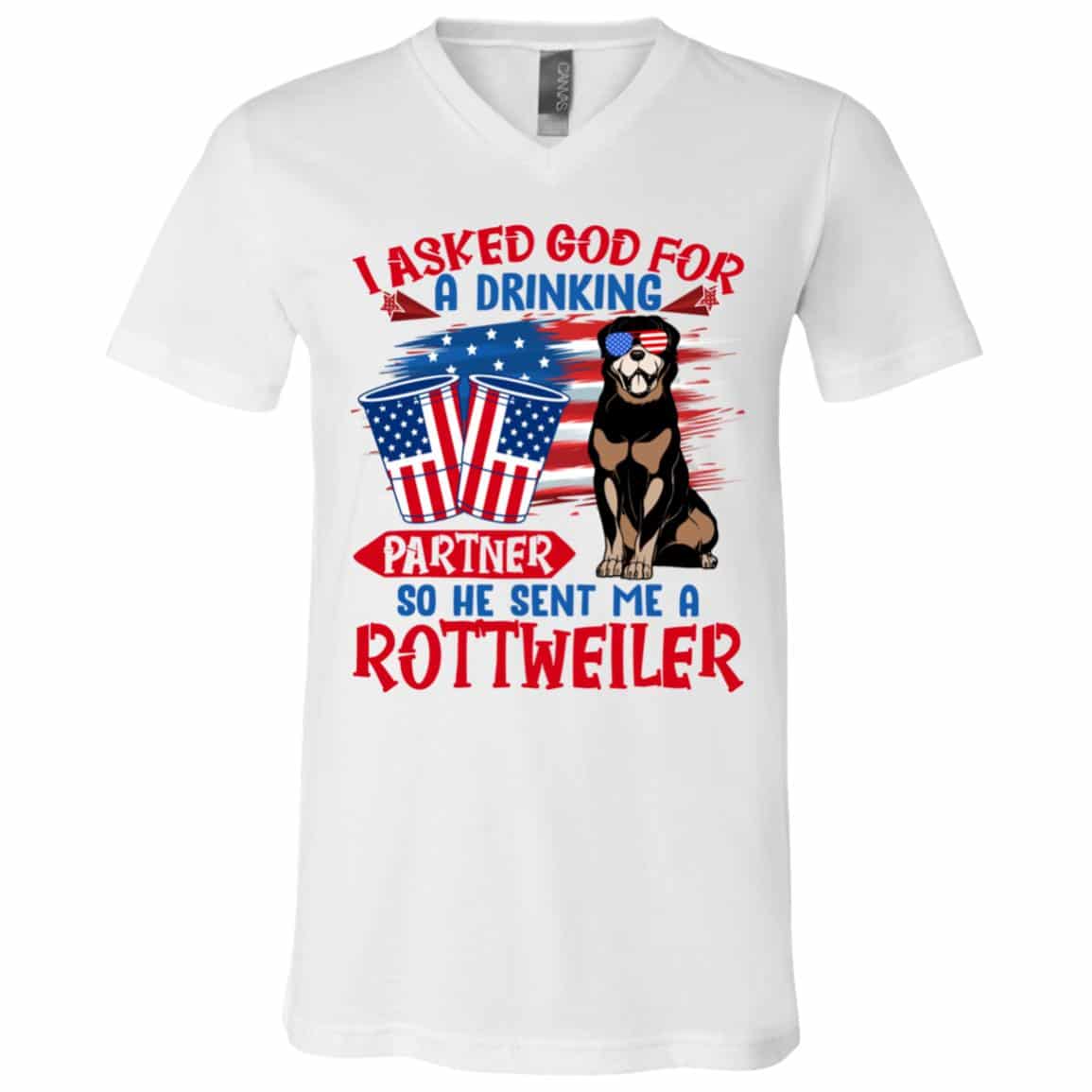 rott, White, V-Neck T-Shirt