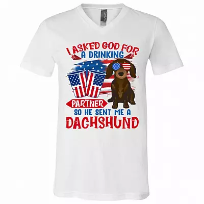 dach, White, V-Neck T-Shirt