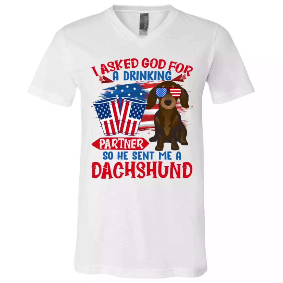dach, White, V-Neck T-Shirt