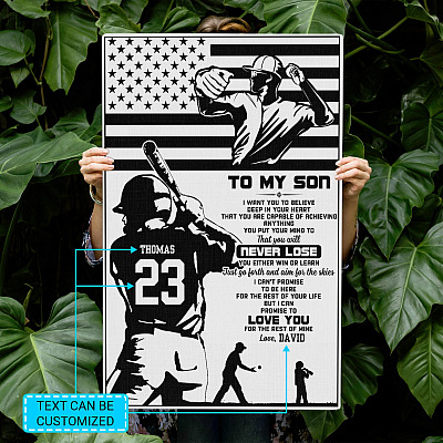 Personalized Baseball Gifts to My Son I Want You to Believe Deep in Your Heart Framed Canvas - Unframed Poster