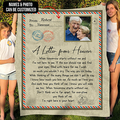 Personalized Photo Memorial a Letter from Heaven When Tomorrow Starts Without Me Fleece - Woven Blanket