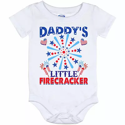 Daddy's Little Firecracker Baby Onesie, White, Baby Onesie - 12 Month