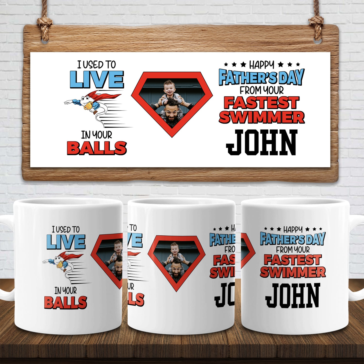 Personalized Custom Photo Thank Dad For, White, 11 oz. White Mug