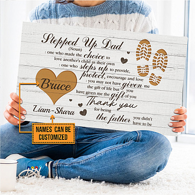 Alternative view of Personalized Stepped Up Dad One Who Made The Choice to Love Gallery Wrapped Framed Canvas - Unframed Poster