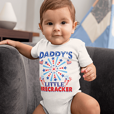 Alternative view of Daddy's Little Firecracker Baby Onesie - Baby Infant Bodysuit