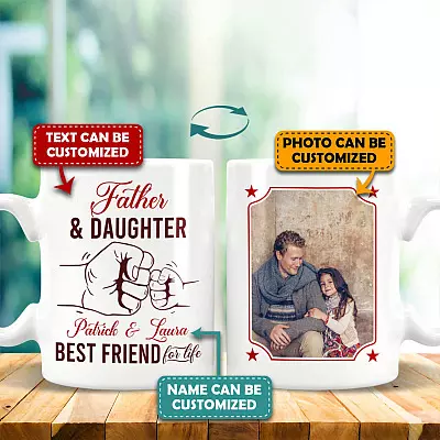 Personalized Photo Dad And Son Daughter Matching Best Friend For Life Mug - Best Father's Day Family Mug Gift