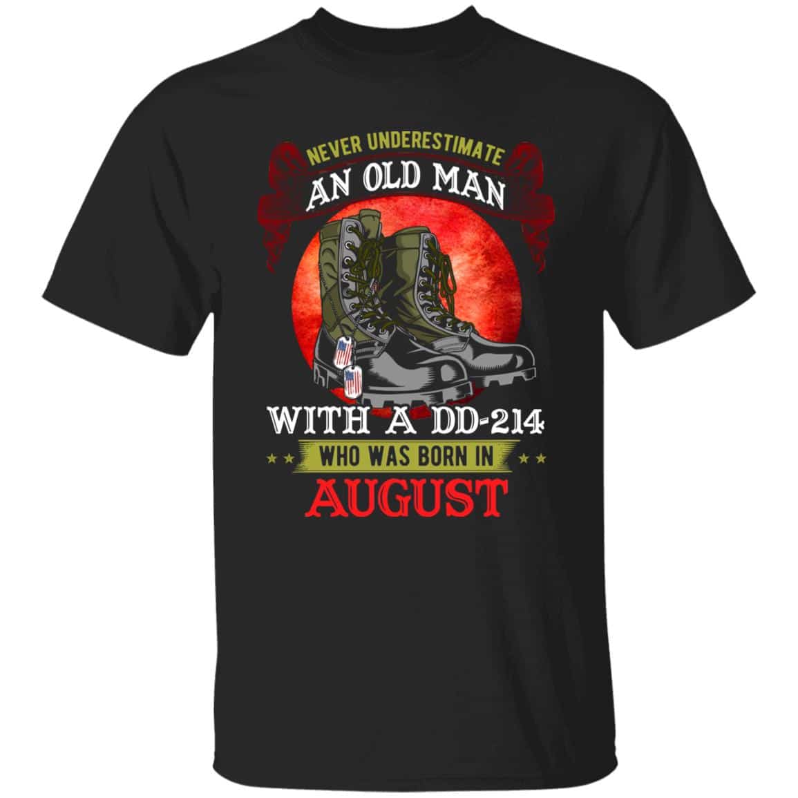 Old Man August Shirt, Black, Unisex T-Shirt